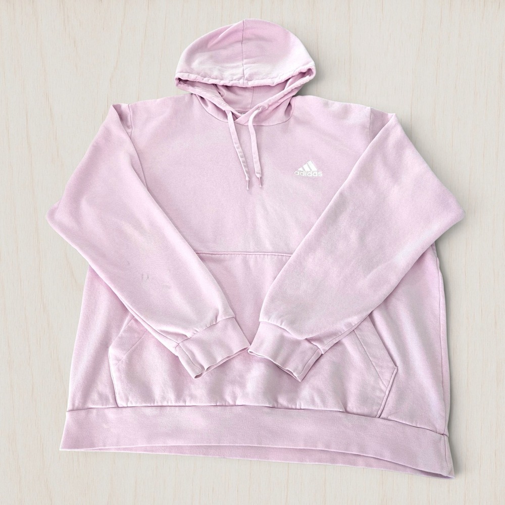 Adidas Womens XL Pink Fleece Pullover Hoodie Badge of Sport Logo Sweatshirt